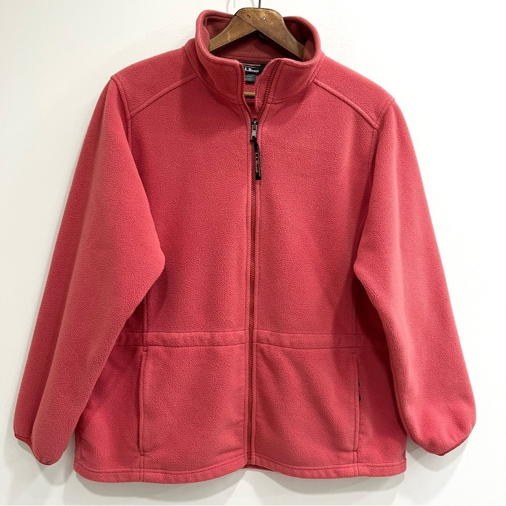 Vintage L.L. Bean Women’s Fleece Full Zip Jacket in Coral Pink Size XL Petite